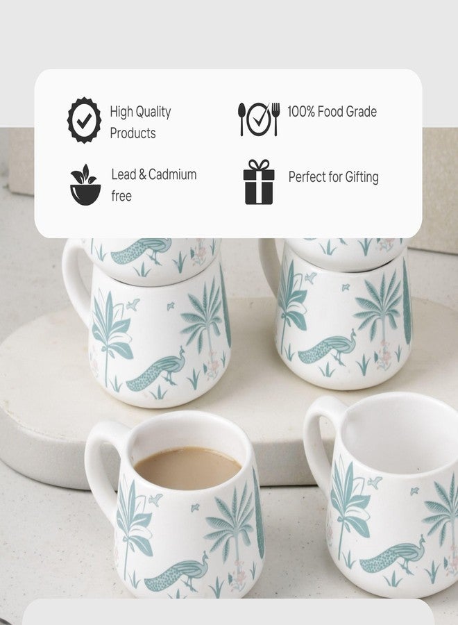 The Earth Store طقم أكواب سيراميك من ذا إيرث ستور، بتصميم الطاووس الأخضر، مكون من 6 أكواب للشاي، سعة كل كوب 150 مل، آمن للاستخدام في الميكروويف وغسالة الصحون | أكواب قهوة | طقم أكواب شاي | أكواب شاي، هدية مثالية، للاستخدام المنزلي والمكتبي، في جميع المناسبات - Image 3