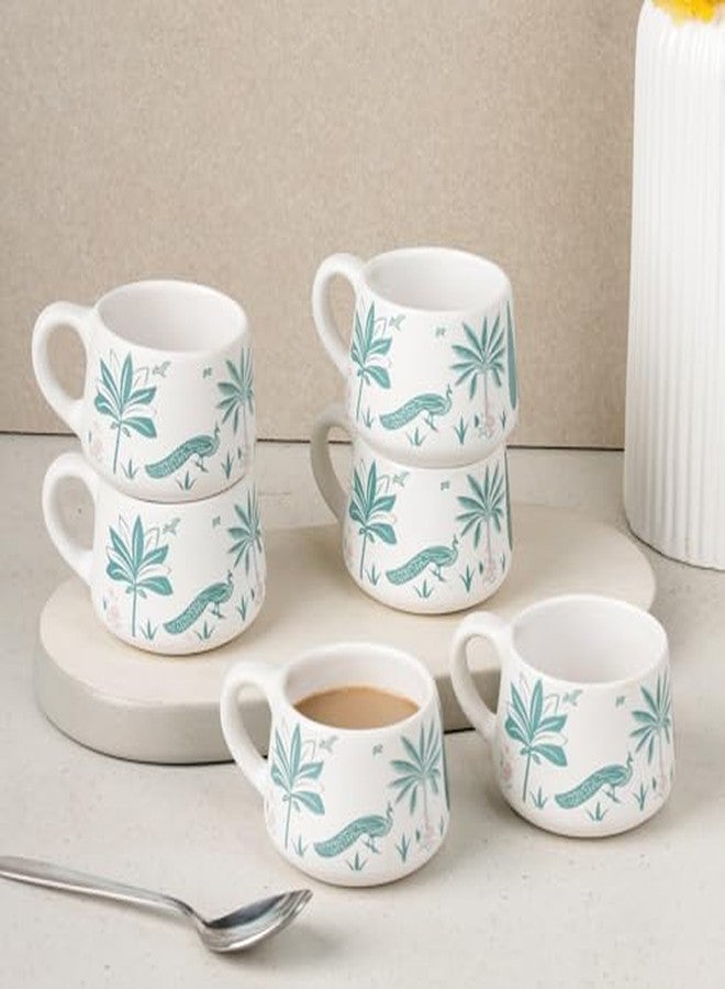 The Earth Store طقم أكواب سيراميك من ذا إيرث ستور، بتصميم الطاووس الأخضر، مكون من 6 أكواب للشاي، سعة كل كوب 150 مل، آمن للاستخدام في الميكروويف وغسالة الصحون | أكواب قهوة | طقم أكواب شاي | أكواب شاي، هدية مثالية، للاستخدام المنزلي والمكتبي، في جميع المناسبات - Image 4
