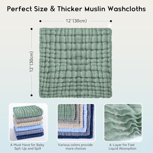 TEDDYIFY Muslin Baby Washcloths – Soft & Absorbent Cotton Towels for Newborns, Infants, Kids – Gentle Face & Bath Cloths for Boys & Girls (Multicolor, Pack of 5) - Image 3