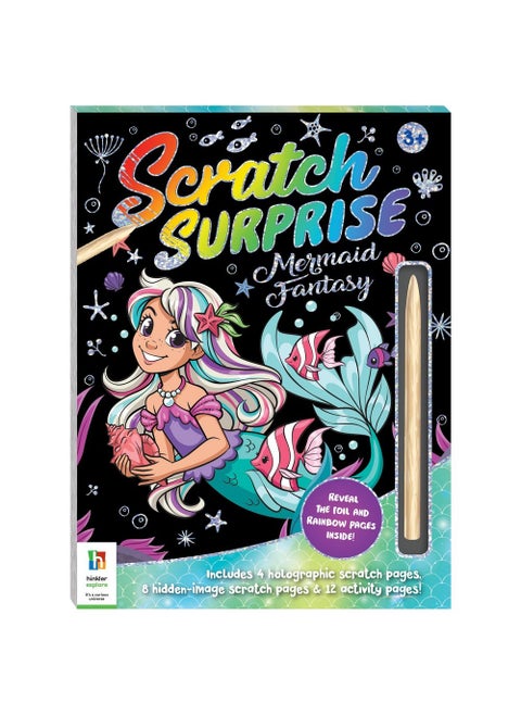 Hinkler Scratch Surprise Mermaid Fantasy - Scratch Art Kit for Kids includes 24-page book with 4 holographic scratch pages, 8 hidden-image scratch pages & 12 activity pages, Magical Mermaid Designs, Creative Scratch & Reveal Art