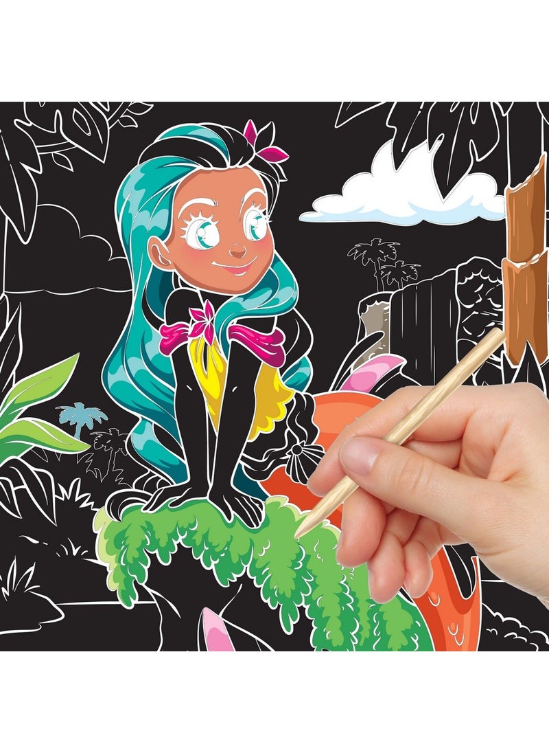 Hinkler - Hinkler Scratch Surprise Mermaid Fantasy - Scratch Art Kit for Kids includes 24-page book with 4 holographic scratch pages, 8 hidden-image scratch pages & 12 activity pages, Magical Mermaid Designs, Creative Scratch & Reveal Art - Image 1