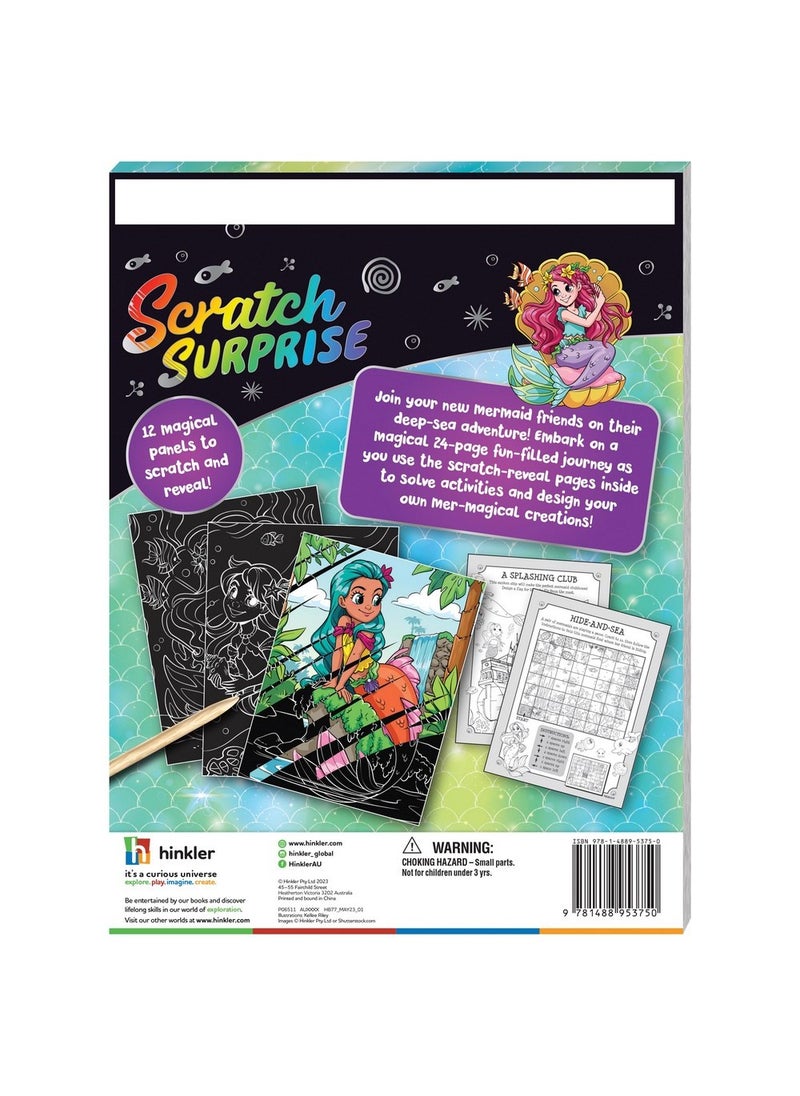 Hinkler - Hinkler Scratch Surprise Mermaid Fantasy - Scratch Art Kit for Kids includes 24-page book with 4 holographic scratch pages, 8 hidden-image scratch pages & 12 activity pages, Magical Mermaid Designs, Creative Scratch & Reveal Art - Image 1
