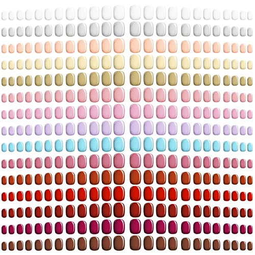 Honoson 720 Pieces Short False Nails Medium Square Artificial Fake Nails Full Cover Fingernails Coffin Press on Nails Glossy False Nails Tips for Women Girls DIY NailSimple Colors - Image 1