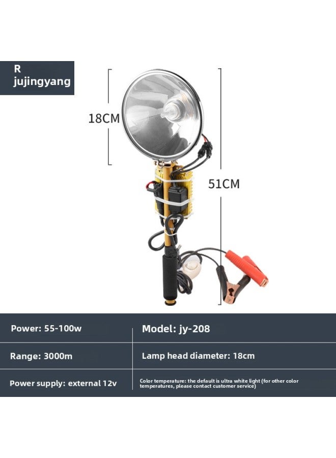 Strong Light Handheld Xenon Searchlight Dimmable Zoom External 12V Battery Outdoor Camping Hare Night Fishing Lamp 