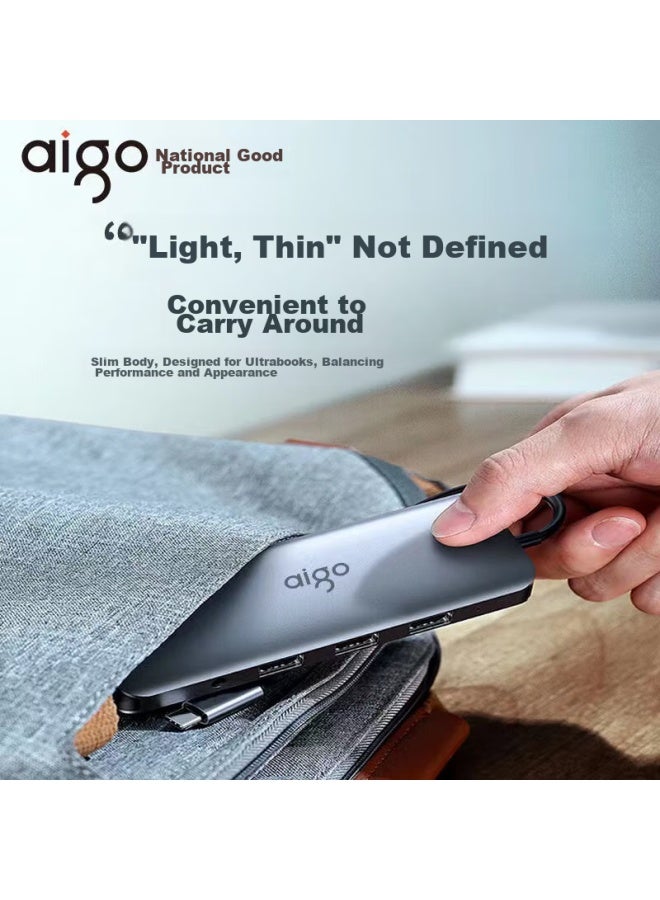 aigo Type-C Expansion Dock, Usb3.0 Hub, Hdmi Adapter, 4K60Hz Ultra Hd, Laptop Expansion Dock Converter, Pd100W Fast Charging, T05-H3 (Metal) - Image 5