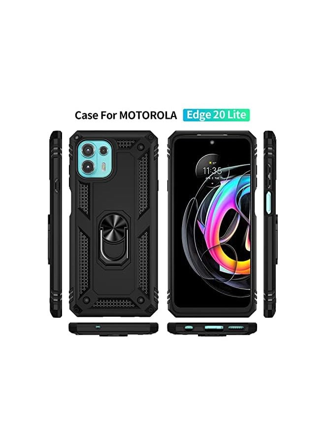 Aookay - 1 Plus 2 Case For Motorola Edge 20 Lite With Tempered Glass Screen Protector 2 Pcs Hybrid Heavy Duty Armor Dual Layer Anti Scratch Case Cover Motorola Edge 20 Lite Black - Image 1