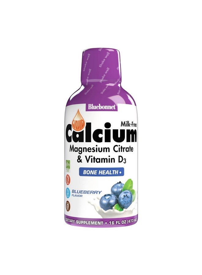 Bluebonnet Nutrition Liquid Calcium Citrate Magnesium Citrate Vitamin D3 Bone Health Gluten Free Soy Free Milk Free Kosher32 Servings Blueberry Flavor 16 Fl Oz (Pack Of 1) - Image 2