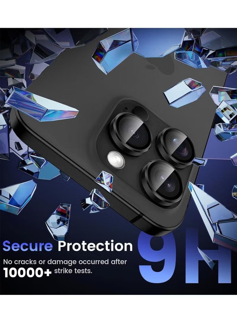 Compatible for iPhone 16 Pro / iPhone 16 Pro Max Camera Lens Protector,Auto Installation,9H Tempered Glass,Metal Individual Ring - Black Titanium - Image 4