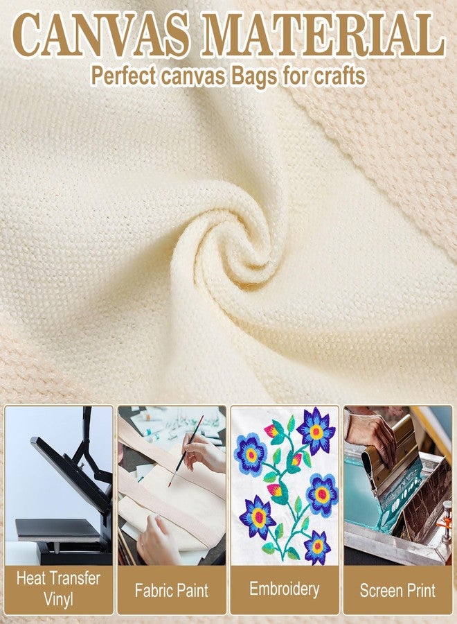 Aliceset 12 Pack Mini Canvas Tote Bags 9.8 x 8.3 x 4.3 Inch Reusable Mini Gift Bags Tote Bag for DIY - Image 3