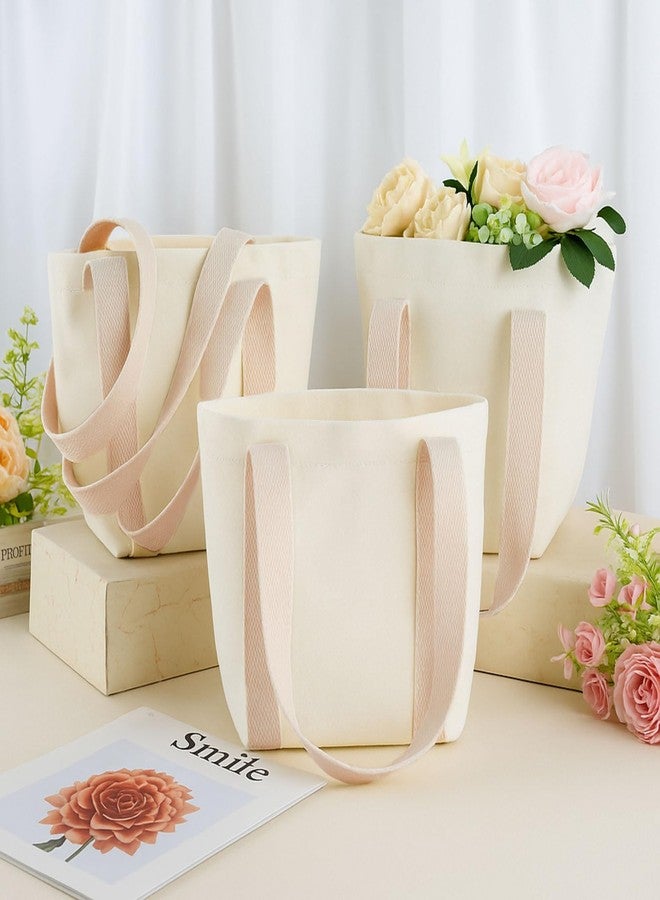 Aliceset 12 Pack Mini Canvas Tote Bags 9.8 x 8.3 x 4.3 Inch Reusable Mini Gift Bags Tote Bag for DIY - Image 4