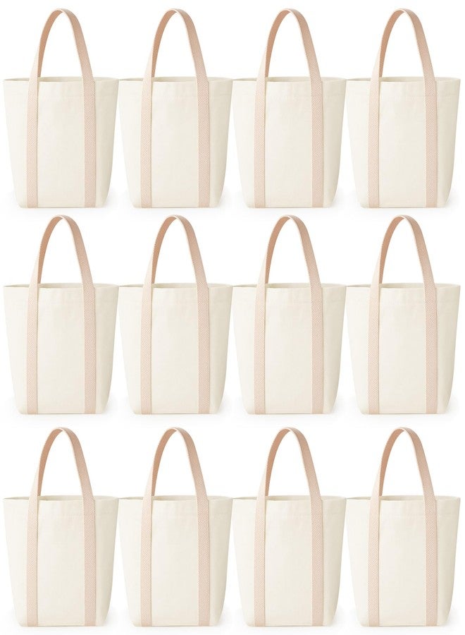 Aliceset 12 Pack Mini Canvas Tote Bags 9.8 x 8.3 x 4.3 Inch Reusable Mini Gift Bags Tote Bag for DIY - Image 1