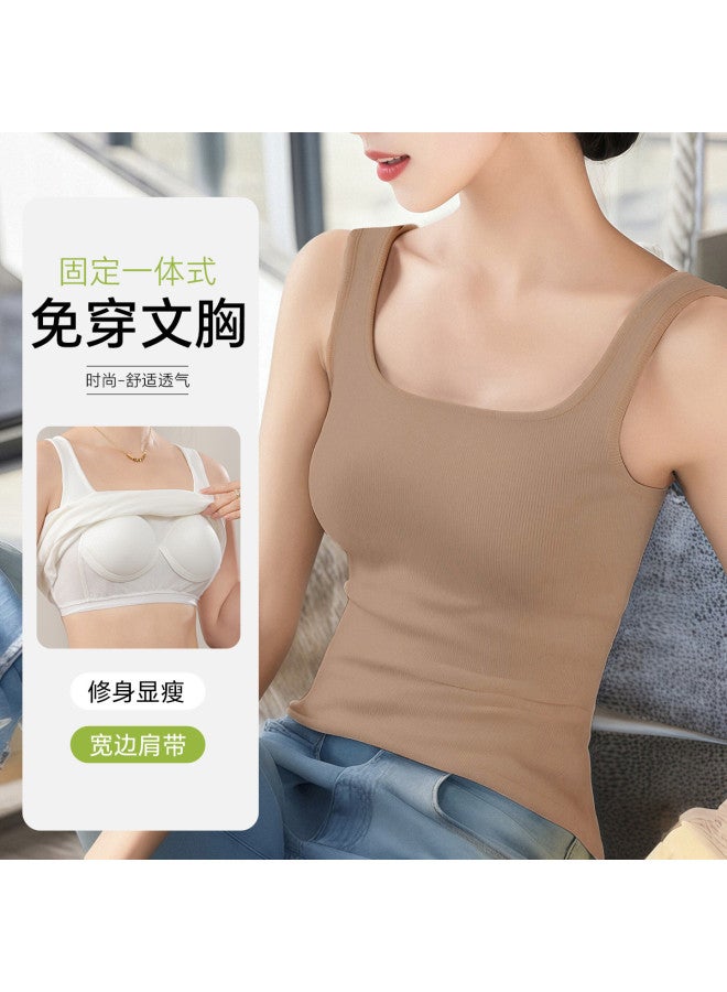 Your Sun 100% Cotton Women'S Underwear Thin Summer Padded Camisole All-In-One Undershirt - Image 2