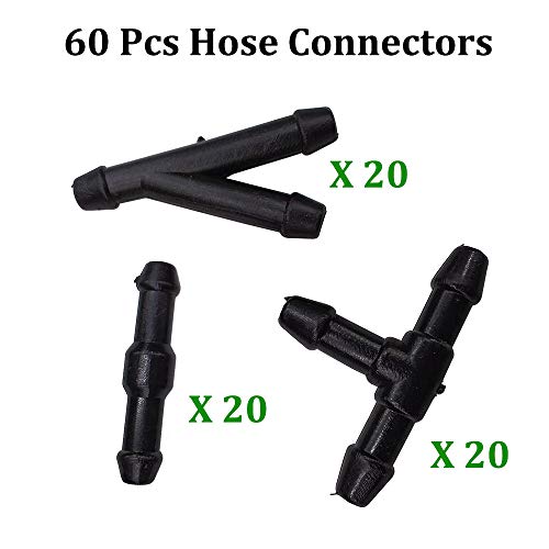 BUENNUS 60Pcs Windshield Washer Hose Connector,BUENNUS 2 Ways I Type Windshield Wiper Nozzle to Tube Connector 3 Ways T/Y Type Windshield Wiper Hose Connector Replacement Kit Fluid Pipe Tubing Fittings - Image 2