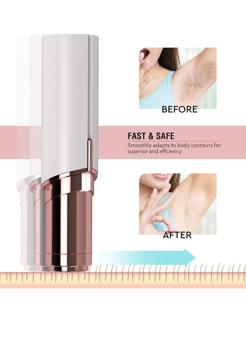 Women Painless Facial Hair and Eyebrow Trimmer, Hair Shaver and Remover, Lipstick Style with built-in LED light - Image 4