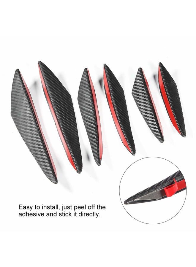 Aramox Splitter Fins, 6pcs Carbon Fiber Texture Car Front Bumper Lip Splitter Fin Canard Splitter Diffuser Valence Body Spoiler Kit - Image 5