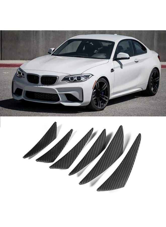 Aramox Splitter Fins, 6pcs Carbon Fiber Texture Car Front Bumper Lip Splitter Fin Canard Splitter Diffuser Valence Body Spoiler Kit - Image 2
