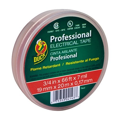 Duck Brand Professional Grade Electrical Tape, 3/4-Inch by 66 Feet, Single Roll, Red (300878) - Image 5