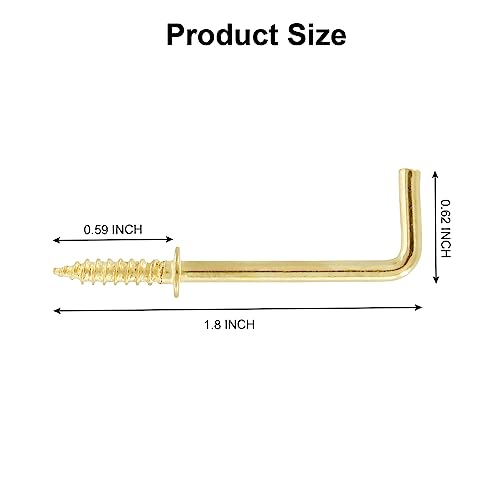 Hitefu 50PCS L Shape Self-Tapping Screw Hooks, 1-1/4 Inch Gold Carbon Steel 7 Shape Right Angle Hooks - Image 3