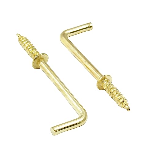 Hitefu 50PCS L Shape Self-Tapping Screw Hooks, 1-1/4 Inch Gold Carbon Steel 7 Shape Right Angle Hooks - Image 5