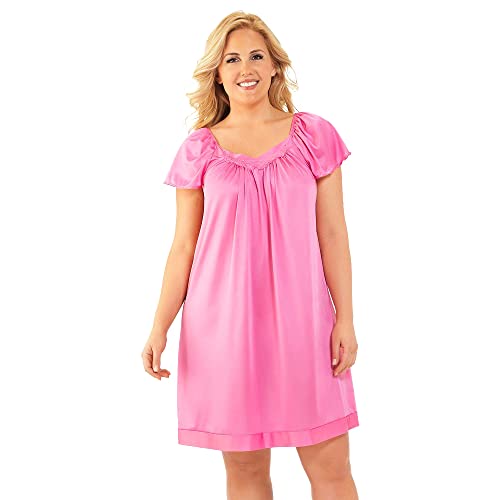 Exquisite Form womens Coloratura Flutter Sleeve Short Nightgown, Perfumed Rose, 2X US - Image 1