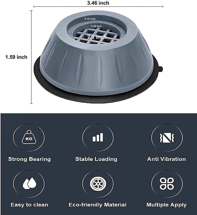 DOZZBY with DB DOZZBY with DB 4Pc Anti Vibration Pads for Washing Machine and Dryer Shock Absorber Noise Cancelling Washer Support Anti Walk Heightening Pads with Suction CupWashing Machine Feet PadsFurniture pad  - Image 3