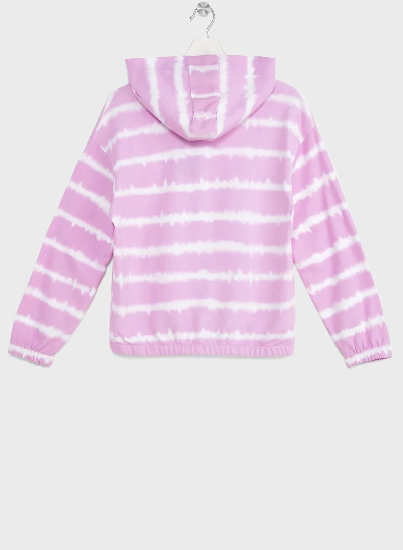 Ripples Girls Tie And Dye  Zipper Hoodie And Jogger Set