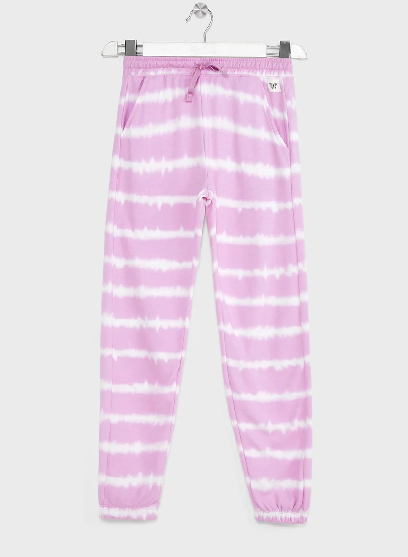 Ripples Girls Tie And Dye  Zipper Hoodie And Jogger Set