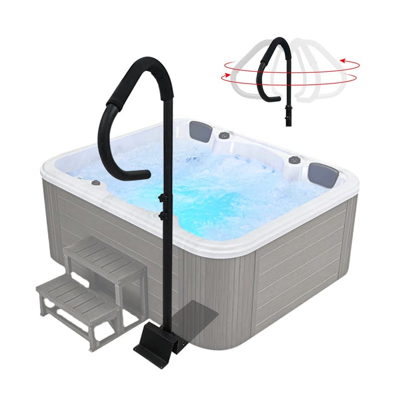 AOSSA Hot Tub Handrail Slide Under Spa Hand Rail Side Grab Bar Hot Tub Hand Steps Railing Safety Accessories Gifts for Adults Outdoor Indoor Spa Hot Tub Railing to Get in and Out with Mount Base