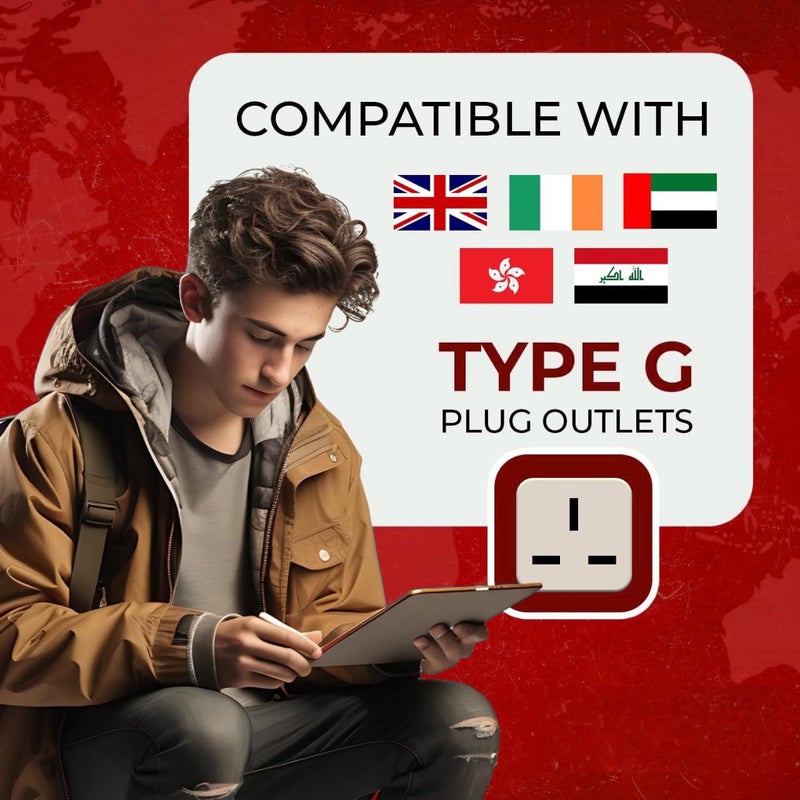 KAVANA TypeG Plug Adapter UK Converter 5pcs India to UK Plug Adaptor for Hong Kong UAE Dubai Singapore England Universal Travel Adapter Power Plug Pack of 5 - Image 4