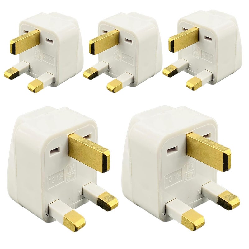 KAVANA TypeG Plug Adapter UK Converter 5pcs India to UK Plug Adaptor for Hong Kong UAE Dubai Singapore England Universal Travel Adapter Power Plug Pack of 5 - Image 1