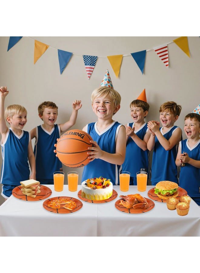 Litmitfu 40 Pcs Basketball Plates and Napkins Sets - Sports Birthday Party Supplies Tableware, Brown Disposable Paper Plates Napkins Kit for Basketball Birthday Party Decorations Table Decor, Serves 20 - Image 5