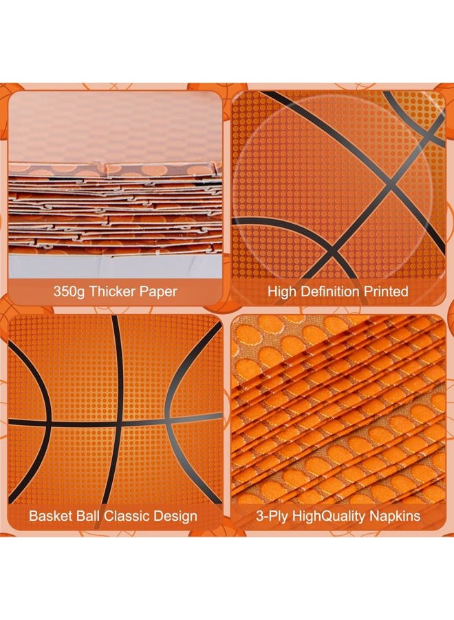 Litmitfu 40 Pcs Basketball Plates and Napkins Sets - Sports Birthday Party Supplies Tableware, Brown Disposable Paper Plates Napkins Kit for Basketball Birthday Party Decorations Table Decor, Serves 20 - Image 4