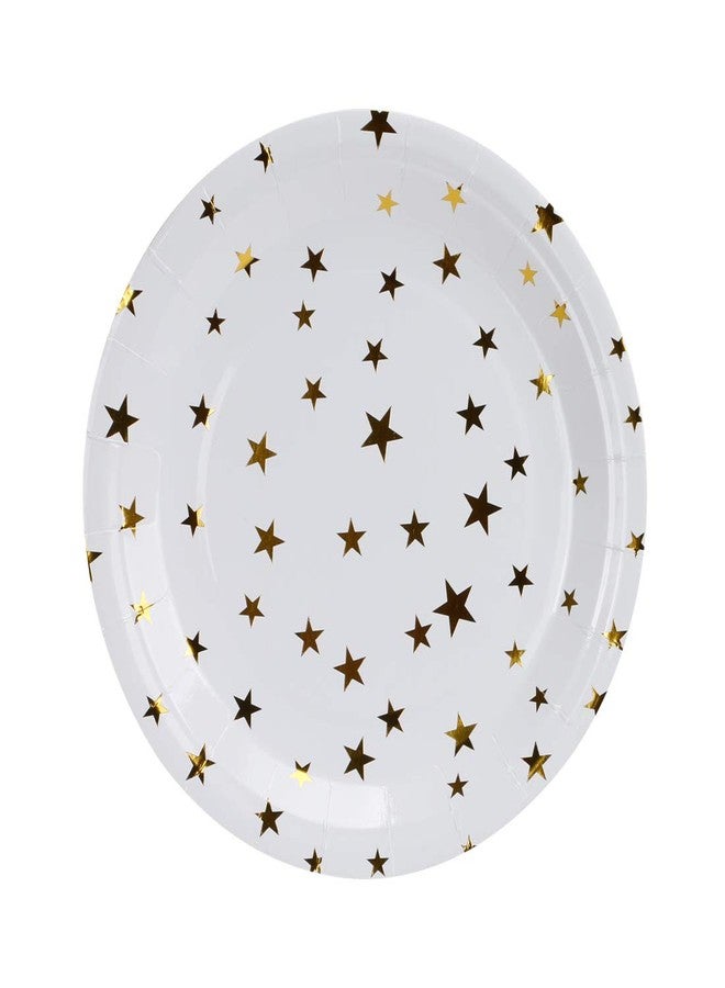 Geeklife Gold Stars Paper Plates,9 in Paper Party Dessert Plates,20 Count Decorative Tableware Set - Image 1