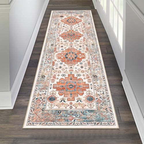 Pauwer Boho Hallway Runner Rug 2x6 Washable Entryway Area Rugs Non Slip Farmhouse Vintage Floor Mat Carpet Runner for Hallways Laundry Room Kitchen Bathroom Bedroom - Image 1