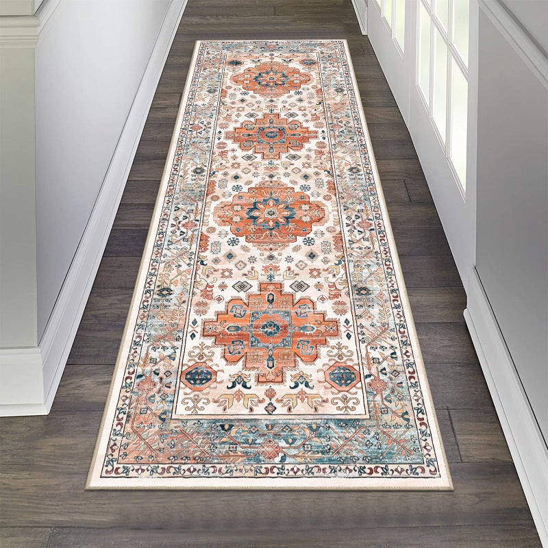 Pauwer Boho Hallway Runner Rug 2x6 Washable Entryway Area Rugs Non Slip Farmhouse Vintage Floor Mat Carpet Runner for Hallways Laundry Room Kitchen Bathroom Bedroom - Image 2