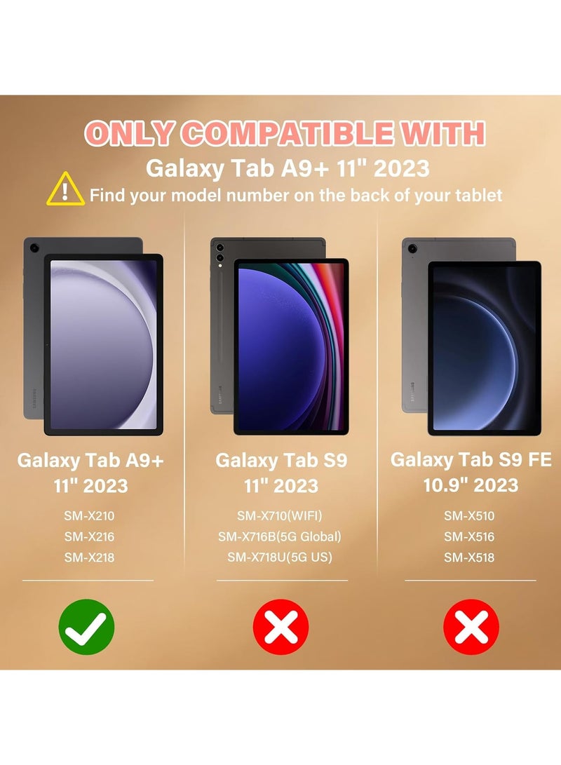 عام مناسبة لحقيبة سامسونج جالاكسي تاب A9+/ A9 بلس للأطفال، حافظة طاولة مع واقي شاشة، حافظة بحامل كتف على شكل فراشة - Image 3