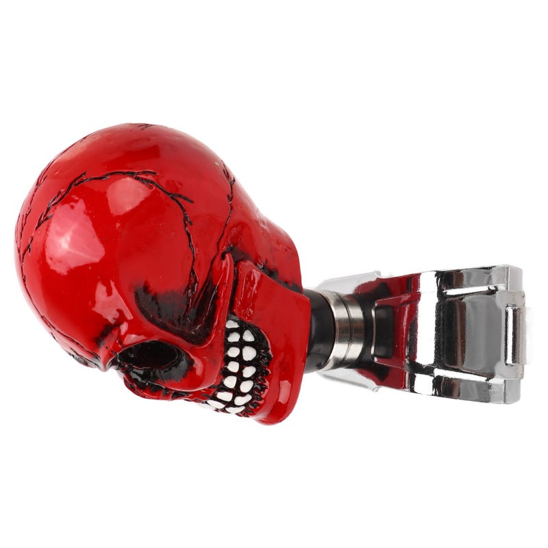 Skull Steering Knob: Red Metal And Resin - Unique Fade Resistant Wear Proof Design Steering Wheel Knob for Car Truck Tractor Boat Smooth Driving - Image 3