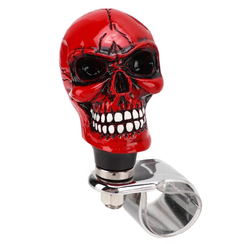 Skull Steering Knob: Red Metal And Resin - Unique Fade Resistant Wear Proof Design Steering Wheel Knob for Car Truck Tractor Boat Smooth Driving - Image 5