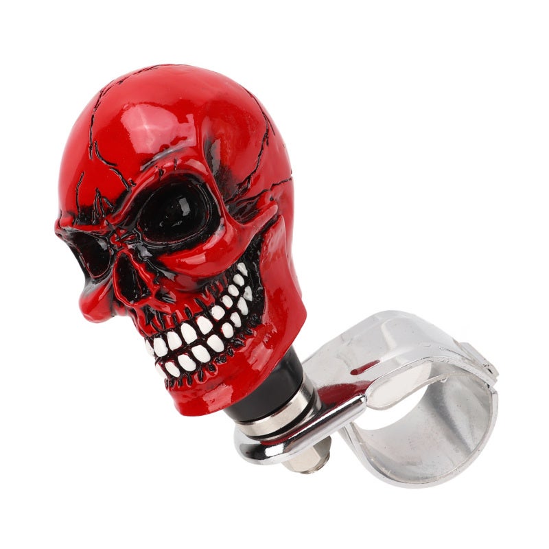 Skull Steering Knob: Red Metal And Resin - Unique Fade Resistant Wear Proof Design Steering Wheel Knob for Car Truck Tractor Boat Smooth Driving - Image 2