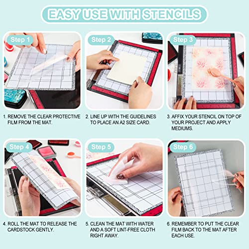 BAOFALI 2PCS 6.5X 8.5inch Stick and Stamp Mat, Low Stcik Mat Multi-Use Low Tack Mat；for DIY Projects Paper Card Scrapbooking to Hold Project in Placeholding Your Stencil in Place While Ink Blending. - Image 5