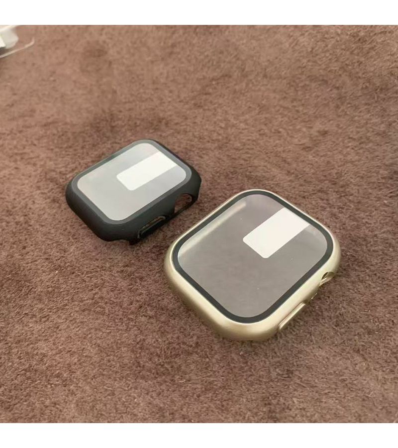 Tempered Glass Screen Protector And Hard PC Bumper Case For Apple Watch 44 Mm Series 9 8 7 6 5 4 SE 40 Mm 41 Mm 42 Mm 46 Mm 2 Pack Midnight Blue - Image 1