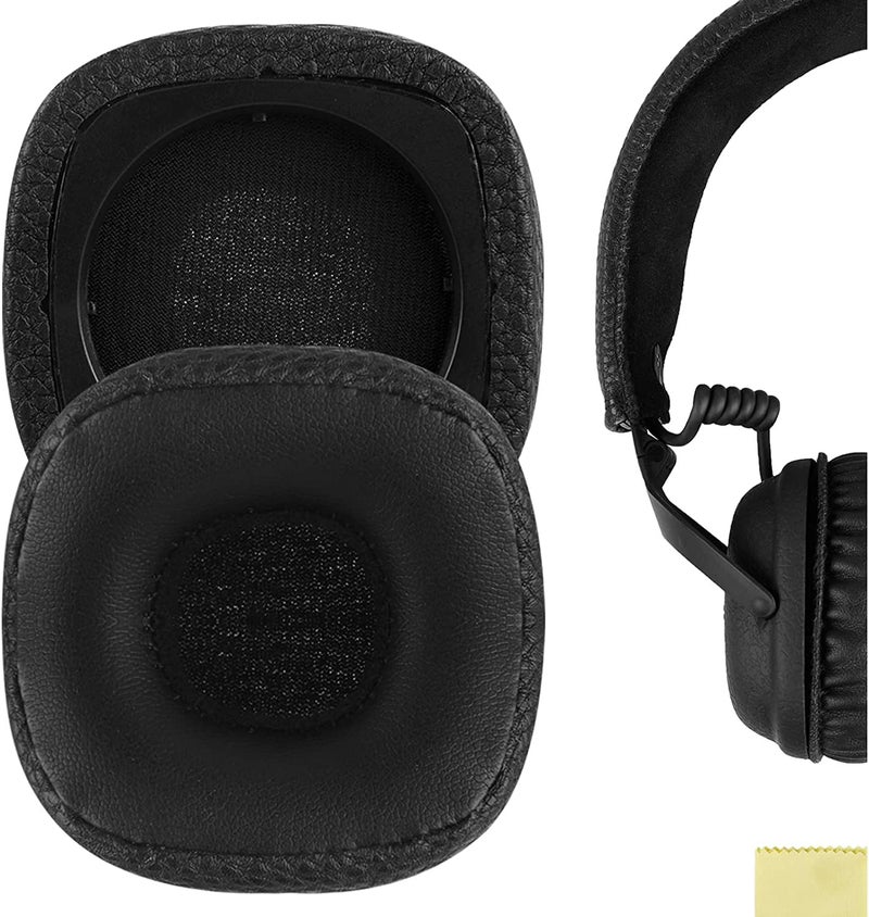 Street27® Earpad Cushion Compatible with Marshall Major 3 Wired, Major 3 Bluetooth Wireless Headphone, Protein Leather + Memory Foam Soft Earpads for Headphone - Black - Image 1