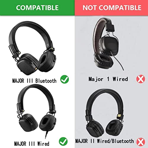 Street27® Earpad Cushion Compatible with Marshall Major 3 Wired, Major 3 Bluetooth Wireless Headphone, Protein Leather + Memory Foam Soft Earpads for Headphone - Black - Image 5