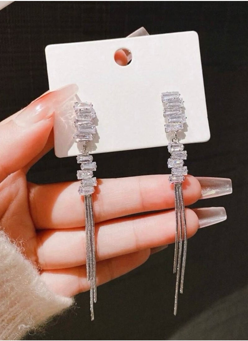 Dangle Charms Elegant Zirconia Drop Earrings For Women  - Image 1