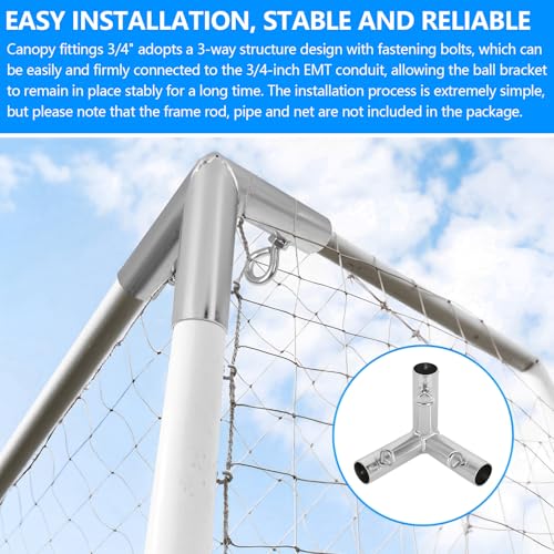 KishYa 4 Pcs Canopy Fittings 3/4", 3 Way Canopy Corner Fittings, Golf Frame Corner Kit, Batting Cage Fitting Fits 3/4" EMT Pipe That Has an Outer Diameter of 15/16" - Image 4