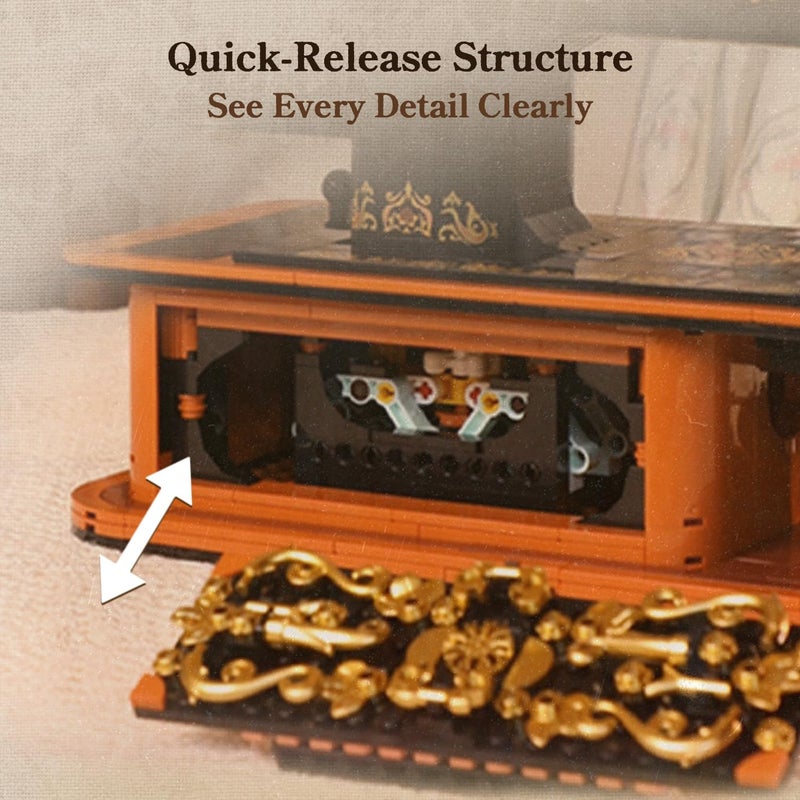 PANTASY Retro Building Set, Vintage Hand Crank Sewing Machine Brick Model, Collectible with Functional Gear Linkage, Hidden Mini Tailor Shop Scene, Adult Display and Desk Decor Gift - Image 5