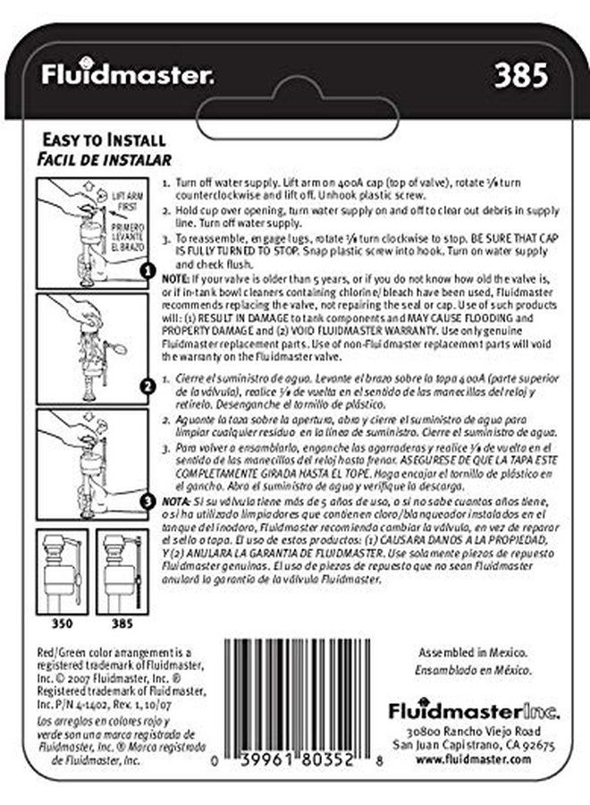 فلويد ماستر مجموعة غطاء بديل للمرحاض Fluidmaster 385 لصمامات التعبئة 400A، أسود، 4.75 × 3.75 × 1.47 - Image 4