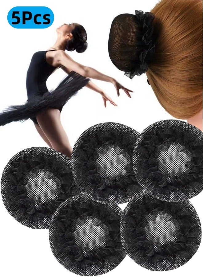 Harse 5Pcs Hair Bun Covers Set, High Elasticity Breathable Bun Nets, Reusable, Suitable for Ballet Dancers, Skating, Yoga, Flight Attendants (Standard Size) - Image 1