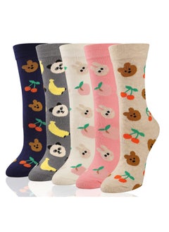 5 Pack Women's Socks Cotton Funny Crew Socks Fun Cozy Cute Novetly Causal Patterned Socks for Women Gifts