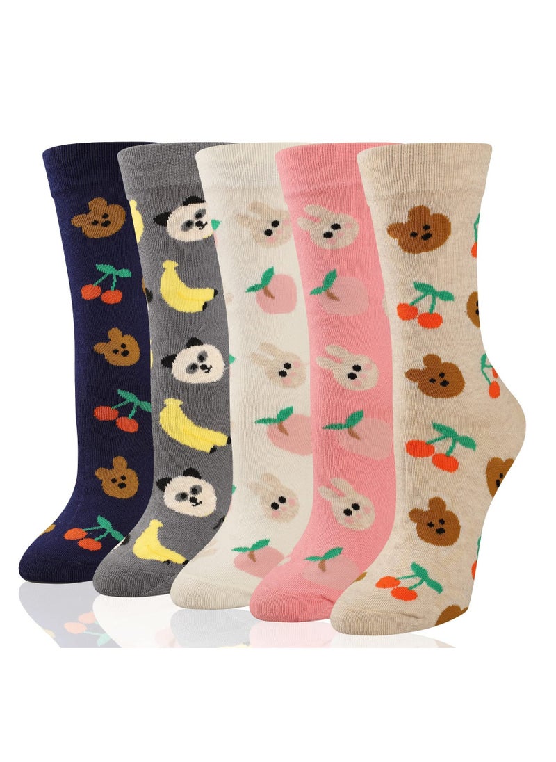 SYOSI - 5 Pack Women's Socks Cotton Funny Crew Socks Fun Cozy Cute Novetly Causal Patterned Socks for Women Gifts - Image 1